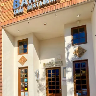 the front of the restaurant