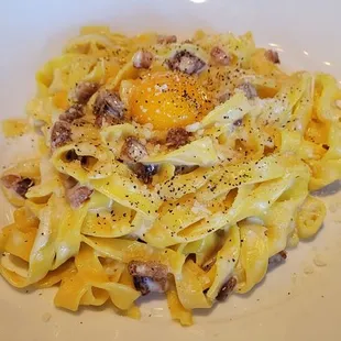 Fettuccine Testaccio- Guanciale, egg yolk, touch of cream, parmesan