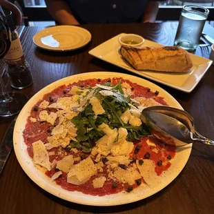 Beef carpaccio.