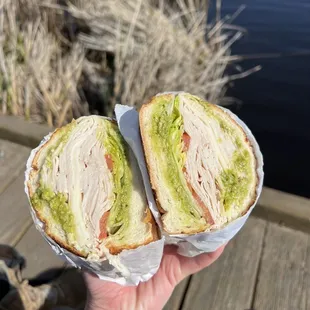 Dutch crunch, roasted turkey, pesto, provolone!