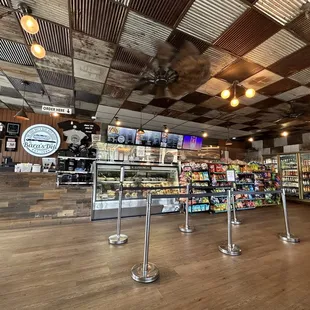 the inside of a deli