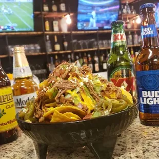 Birria Nachos, football and beer @Barba Roja Restaurant &amp; Bar