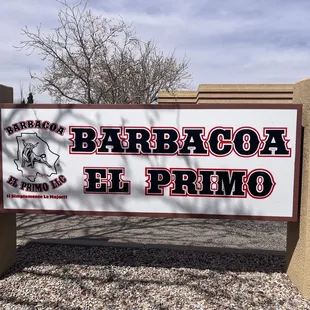 a sign for the barbacoa el primo