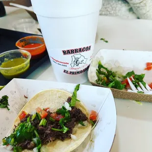 two tacos and a drink