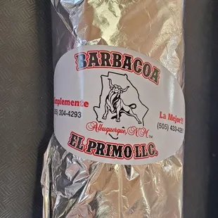 Barbarcoa burrito.      Flour tortilla filled with delicious barbarcoa.