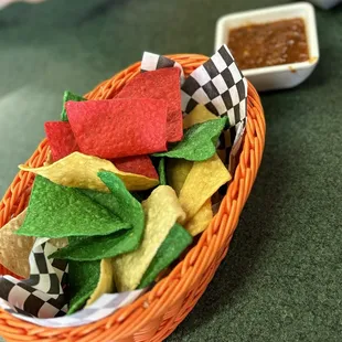 Tortilla chips and salsa roja while waiting for food! Definitely amazing!
