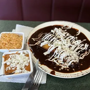 The Mole was amazing!!! Comes with rice and beans to complement them.