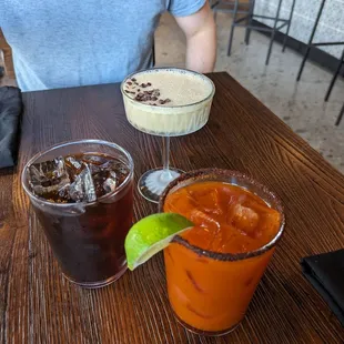 Michelada, iced coffee, Mezcal Espresso Martini