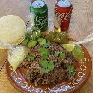 Combo #2: 
1 lbs of beef cheek , 2-12oz Can Drinks , 15ct Tortillas