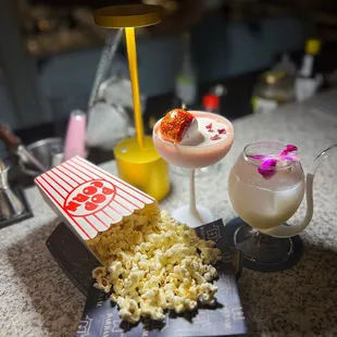 Truffle Popcorn, Hulu Punch, Milk Kiss