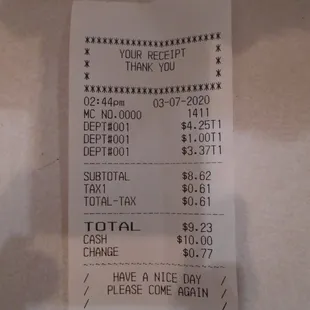 Final tab - 1 chunk of fudge and 2 novelty items.