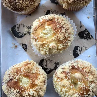 a tray of muffins on a table