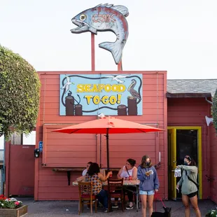 more tables set up outside (there's also a port-a-potty across the street now)
