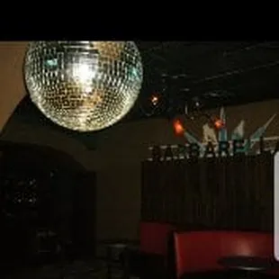 a disco ball hanging from the ceiling