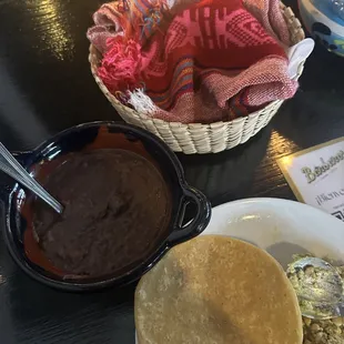 Homemade tortillas (yummers) and black beans