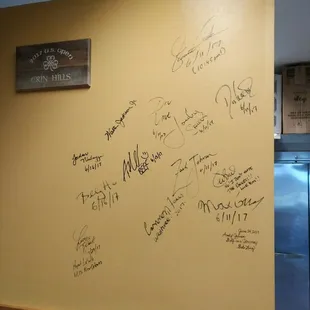 Cool wall with signatures from some of the pro golfers who visited during the US Open in June.