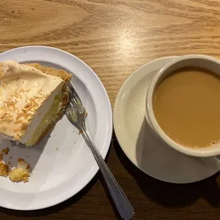 Coconut meringue pie and coffee