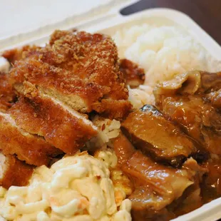 Chicken katsu with sweet sour spareribs