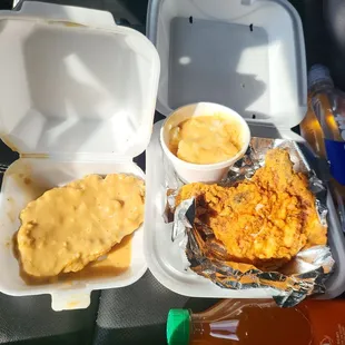 Porkchop, Country Fried Steak, Mashed potatoes and Gravy