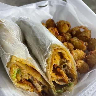 Chipotle chicken roll with tater tots is legit