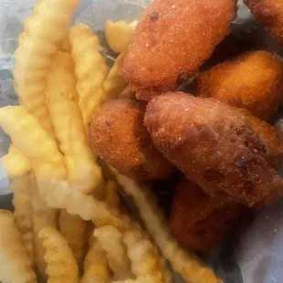 Fries and hush puppies were ok.