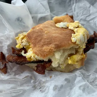 Bacon, egg and cheese biscuit. October 2022