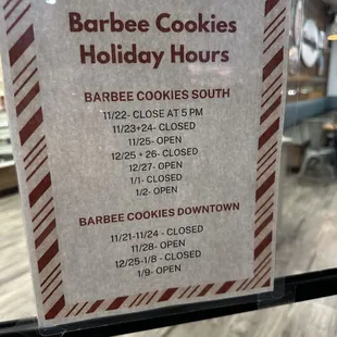 Holiday hours
