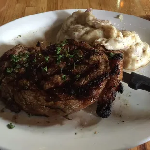 16oz Angus Ribeye with Mashed Potatoes.