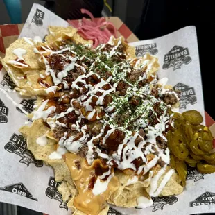 Big back brisket nachos. 2lbs order of our most popular nachos.