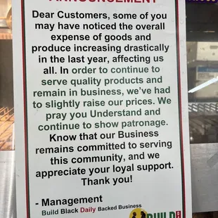 a sign stating customers not to buy