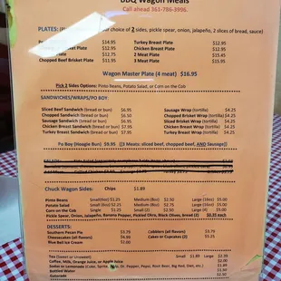 menu