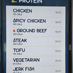 Protein submenu