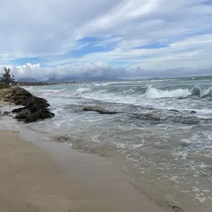 Beach in front of cottage.