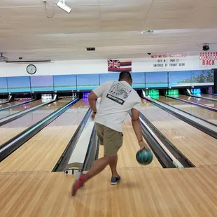 a man bowling