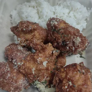 Garlic Parmesan chicken wings with white rice