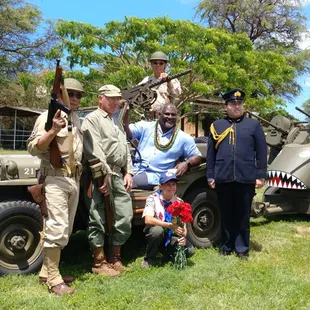 The actors are wearing vintage World War II uniforms