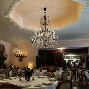 Dining room and chandelier