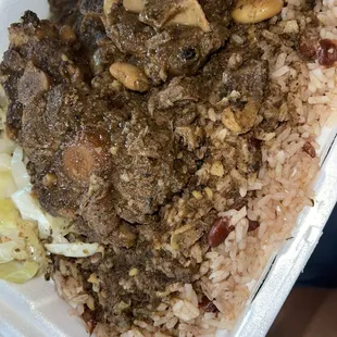 Oxtail  Rice and peas