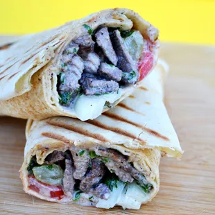 Steak shawarma pita wrap