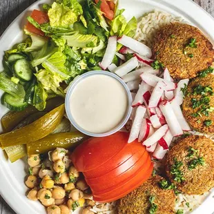 Falafel Platter. Comes with a dip of your choice and freshly baked pita bread