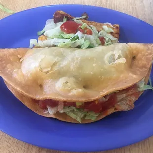 Beef taco and cheese enchilada $3.50 each