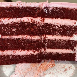Red velvet cake with Strawberry mousse filling