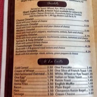 Barb&apos;s menu