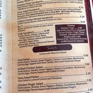 Barb&apos;s menu