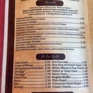 Barb&apos;s menu