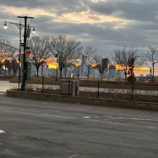Sunset over the river. View of New Jersey.