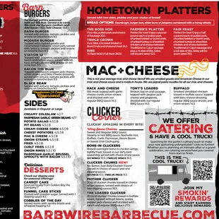 The inside page of our new menu for 2025