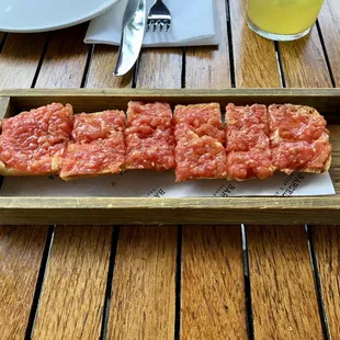 PAN CON TOMATE (grated tomato, garlic, olive oil)