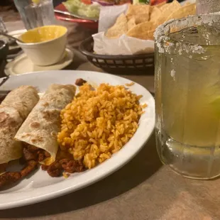 Tacos al pastor and top shelf margarita