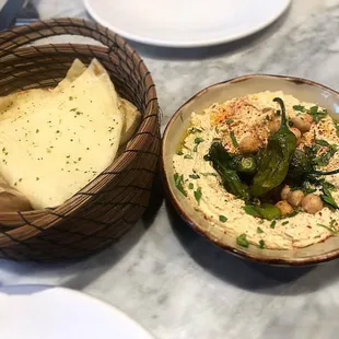 Hummus served with grilled Turkish flatbread